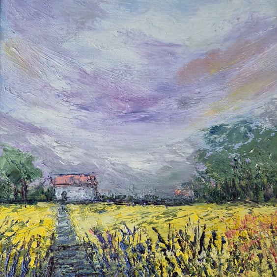 'Spring cottage' is an original oil landscape