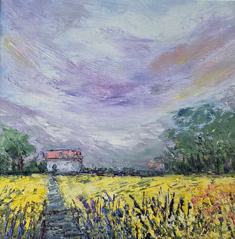 'Spring cottage' is an original oil landscape