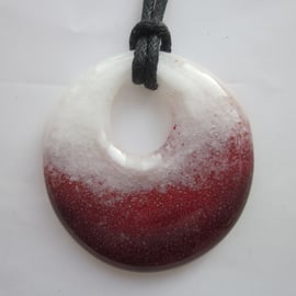 Handmade cast glass round pendant - Cryogenesis