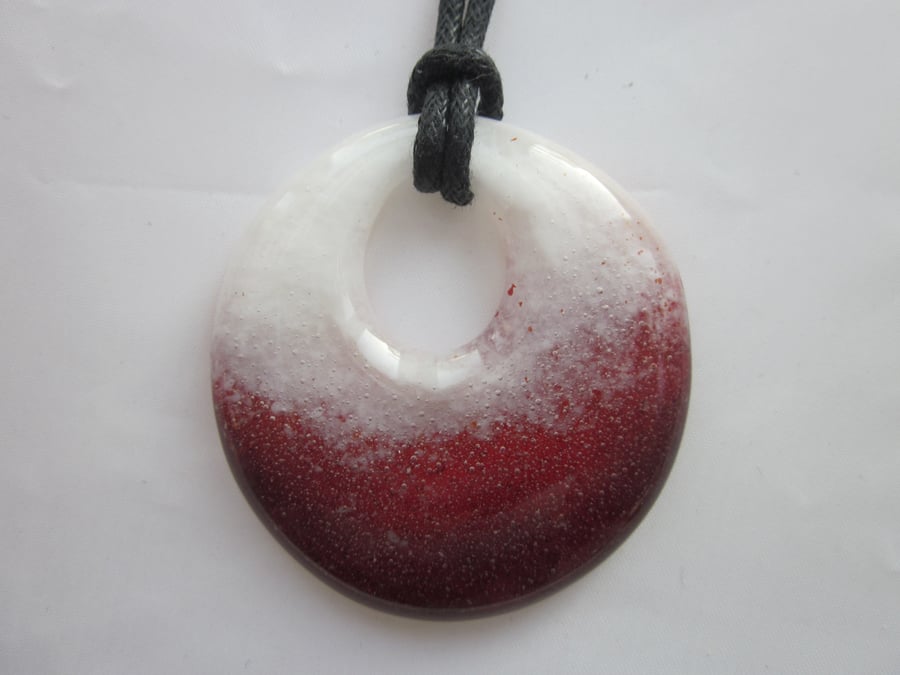 Handmade cast glass round pendant - Cryogenesis