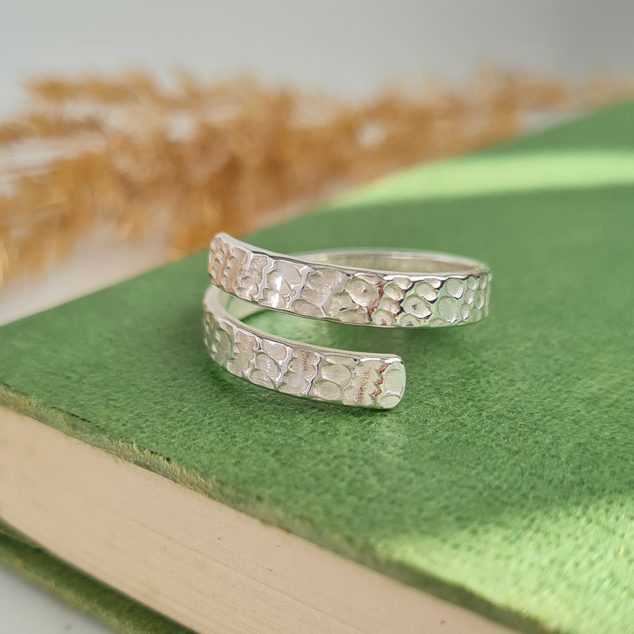 Sterling Silver Ripple Band Wrap Ring