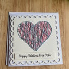 Personalised hand crafted stitch detail Valentines Day Card 