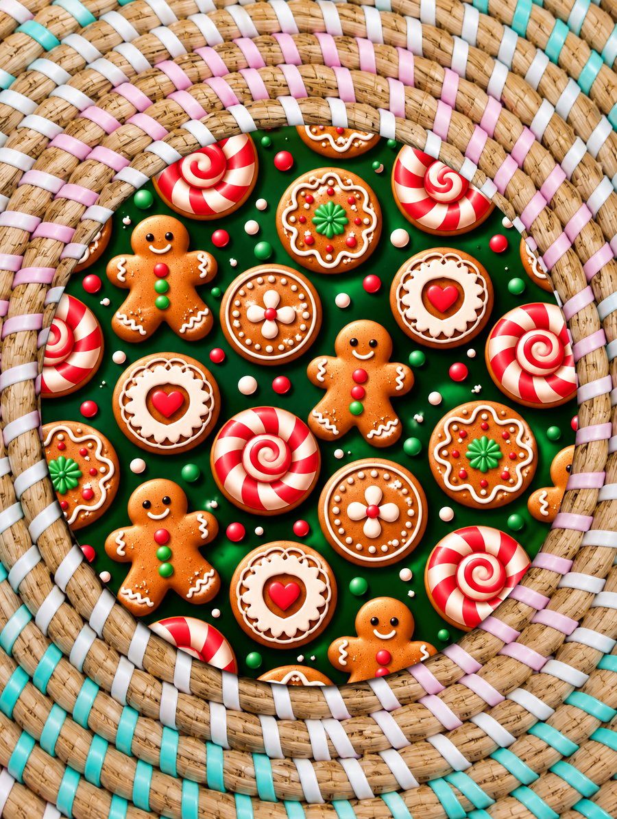 Christmas Gingerbread & Peppermint Coaster – Festive Sweet Treats Wooden Drinks 