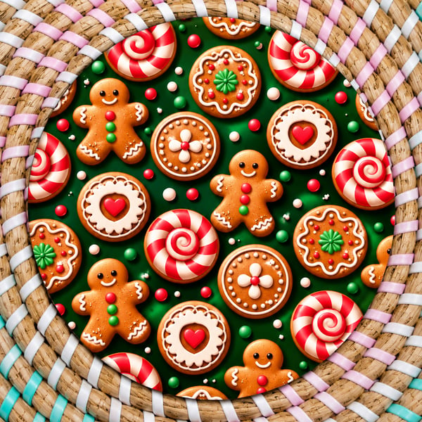 Christmas Gingerbread & Peppermint Coaster – Festive Sweet Treats Wooden Drinks 