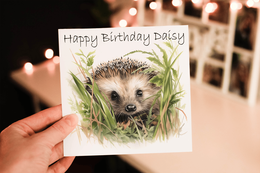 Hedgehog Birthday Card, Hedgehog Birthday Card, Personalized Card, Hedgehog 