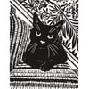 Black Cat Linocut Print - Hand Pulled Linocut Print