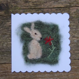 Birthday Card Rabbit Needle felt wool card