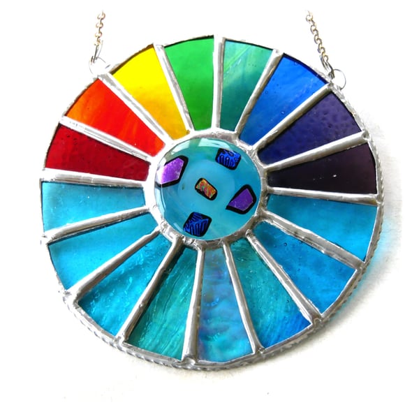 Rainbow Sea Colourwheel Suncatcher Stained Glass Handmade 009