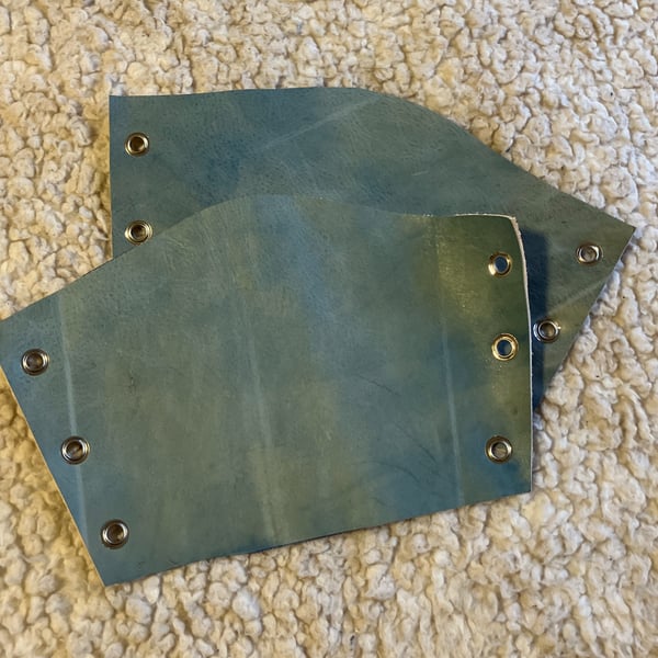 Small Pair: Denim Blue, Ocean Blue Coloured Leather Bracers - FREE SHIPPING 1