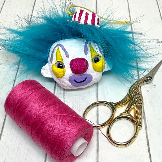 Spun Cotton Clown Hanger in Blue