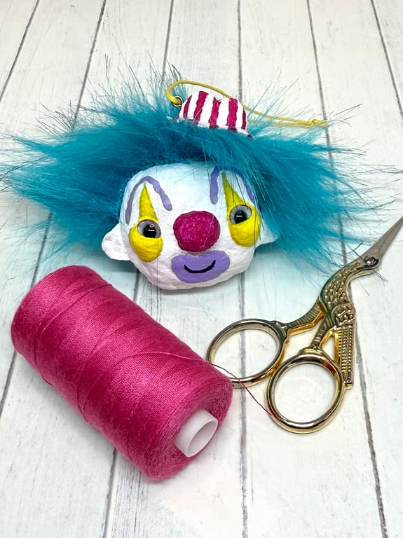 Spun Cotton Clown Hanger in Blue