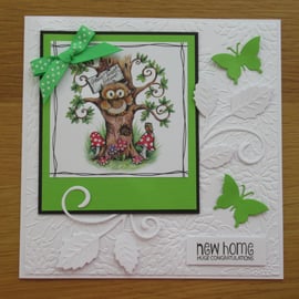 Owl - Home Tweet Home Card - Green