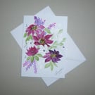 original art hand painted floral greetings card ( ref FA 531 B3 )