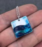Enamel Pendant, sea pendant, ocean pendant, waves necklace, waves, enamel ,  - Image 2