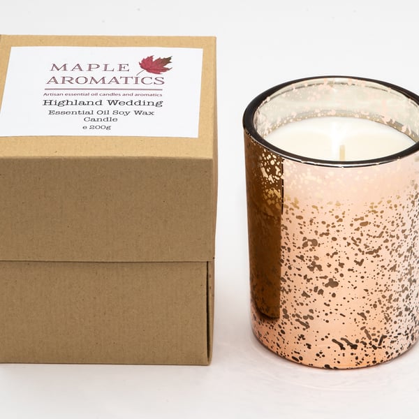 Maple Aromatics Highland Wedding Rose Gold Glass 200g Soy Candle LIMITED EDITION