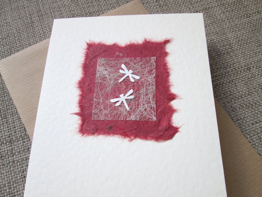 Red Dragonflies Greetings Card, blank inside, wedding, anniversary, love