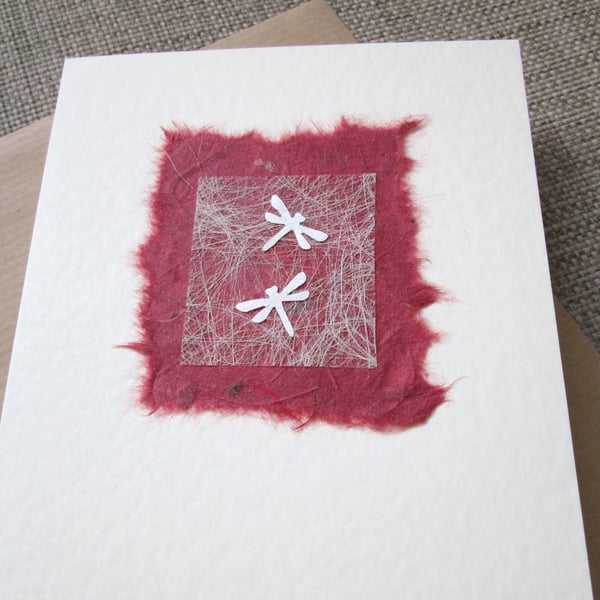 Red Dragonflies Greetings Card, blank inside, wedding, anniversary, love