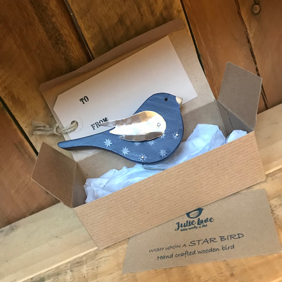 Wooden Star Bird Gift