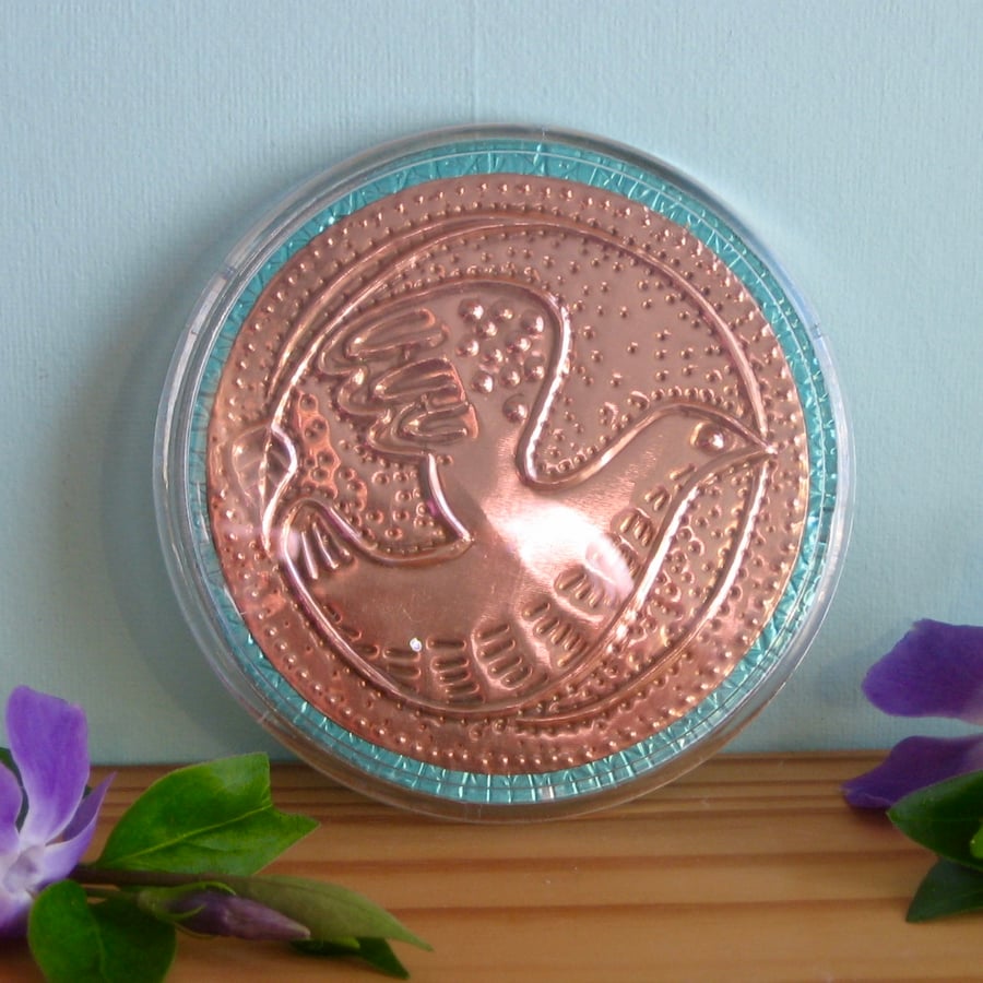 Copper Coaster with Dove Design