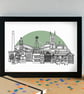 Bolton Landmarks Skyline Art Print - Image 1