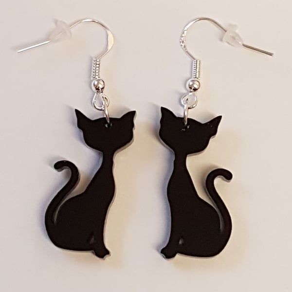 Sitting Cat Earrings - Acrylic