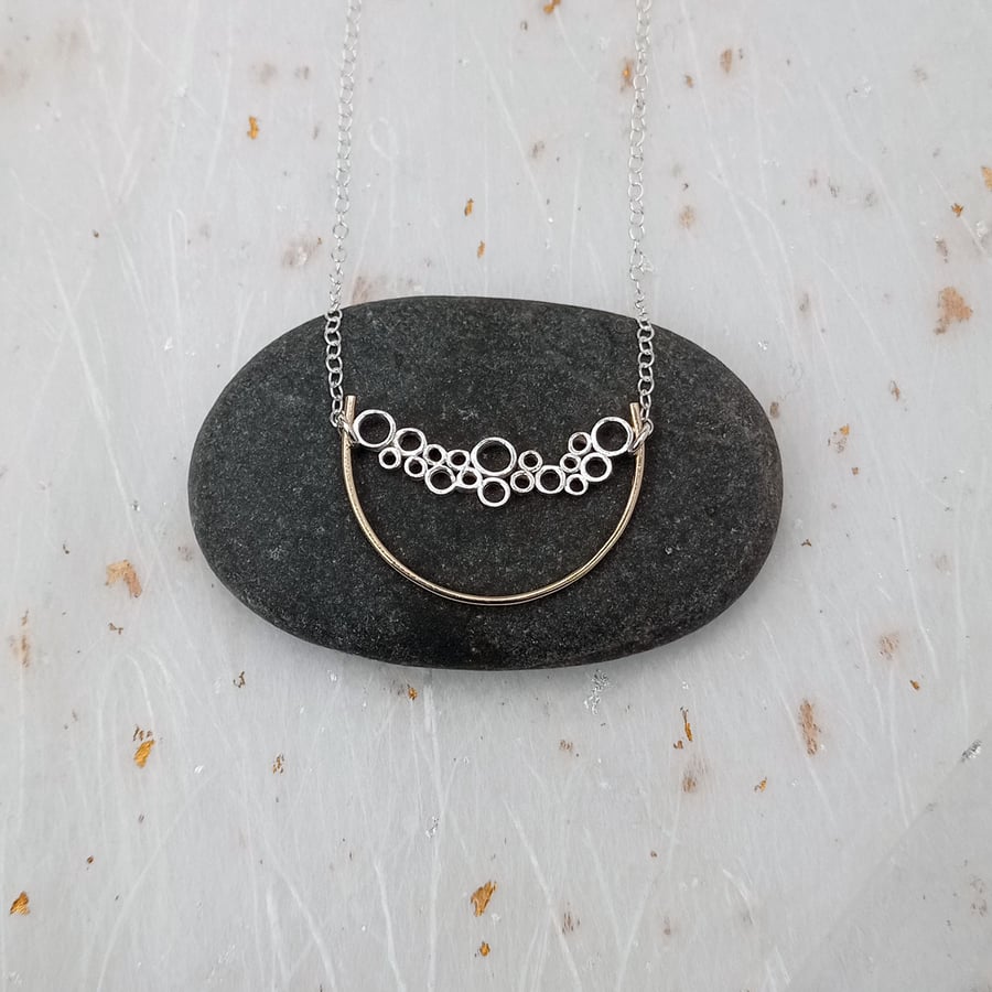 Recycled Sterling Silver Cells & 14ct Gold Filled Wire Pendant  
