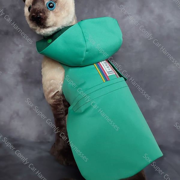 Sox Super Comfy All Seasons Adaptable Cat Harness, Cat Jacket in Plain Green
