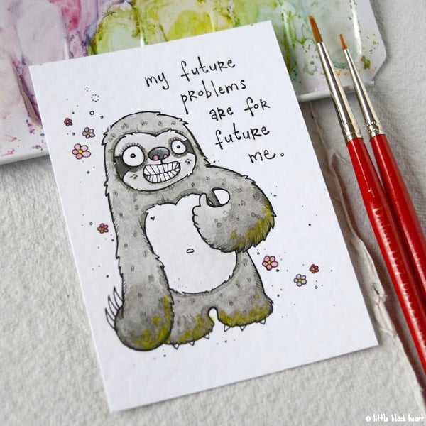 future me sloth - original aceo