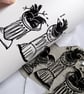Birds in the Bath - lino cut print - Image 2