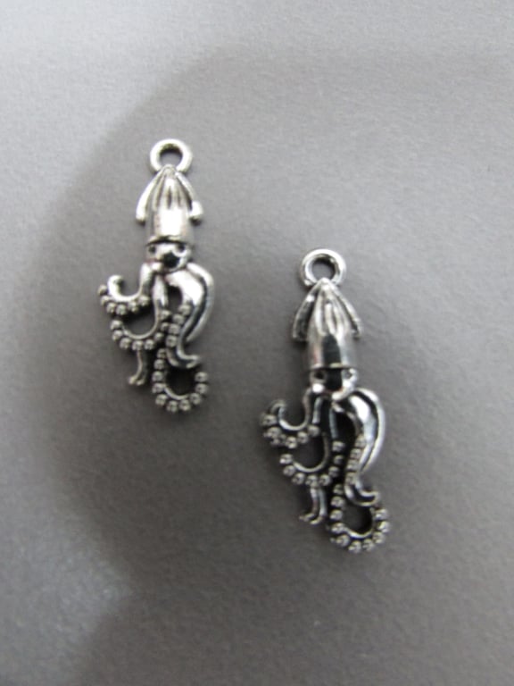 Silver Squid Tibetan Jewellery Charm x 2
