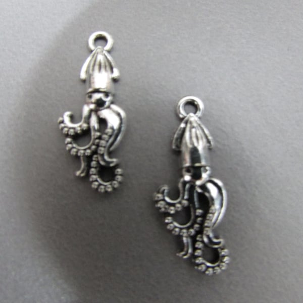 Silver Squid Tibetan Jewellery Charm x 2