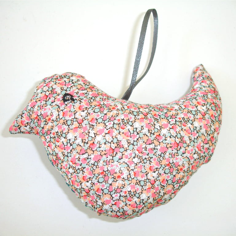 Bird Hanger Liberty Pepper Pink Fabric Hanging Padded Stuffed Padded Decoration