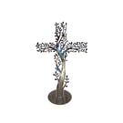 Tree of Life Cross Metal Wall Art, Iridescent Standing Tabletop Sculpture 40cm