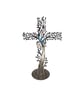Tree of Life Cross Metal Wall Art, Iridescent Standing Tabletop Sculpture 40cm