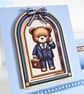 "Good Luck In Your New Job" Blue Handmade Stepper Card With Teddy Bear In Suit - Image 3
