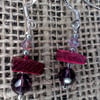 Earrings ear wires sterling silver purple fuchsia 10