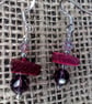 Earrings ear wires sterling silver purple fuchsia 10