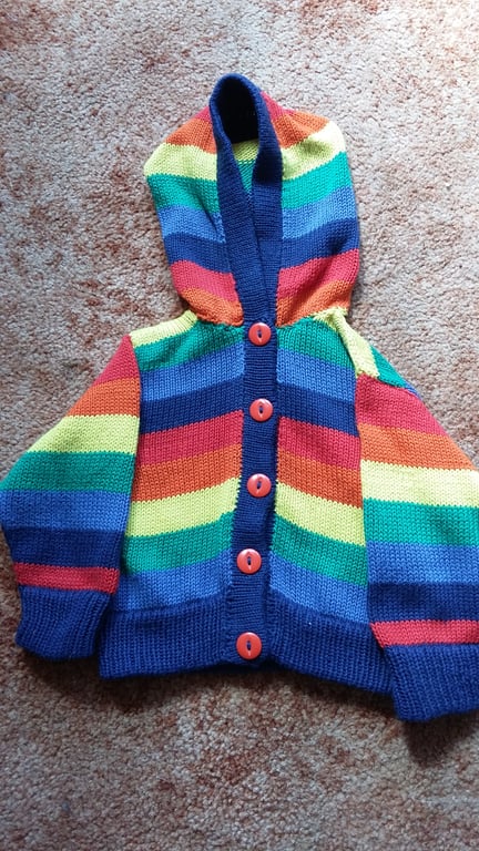 Rainbow Striped Hoody in machine washable cotton