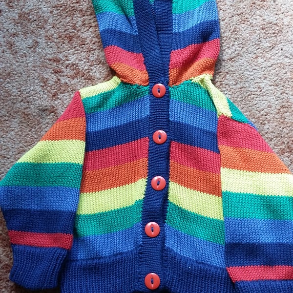 Rainbow Striped Hoody in machine washable cotton
