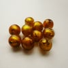 10  Gold Foil Lined Round Glass Beads  