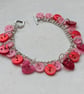 Pink and red button bracelet with heart toggle clasp  - Image 7