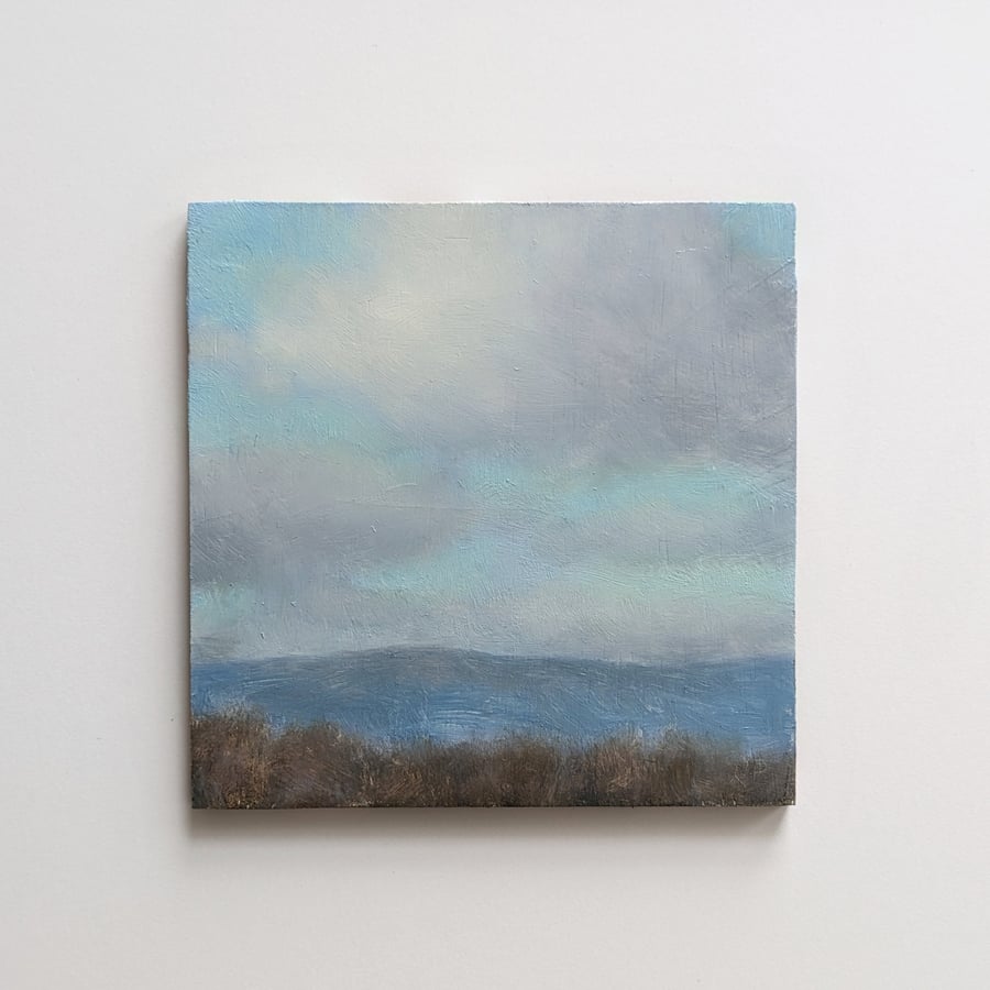 Landscape Original Oil Painting On Wood - 4x4 Scenery Wall Art 