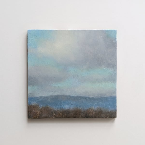 Landscape Original Oil Painting On Wood - 4x4 Scenery Wall Art 