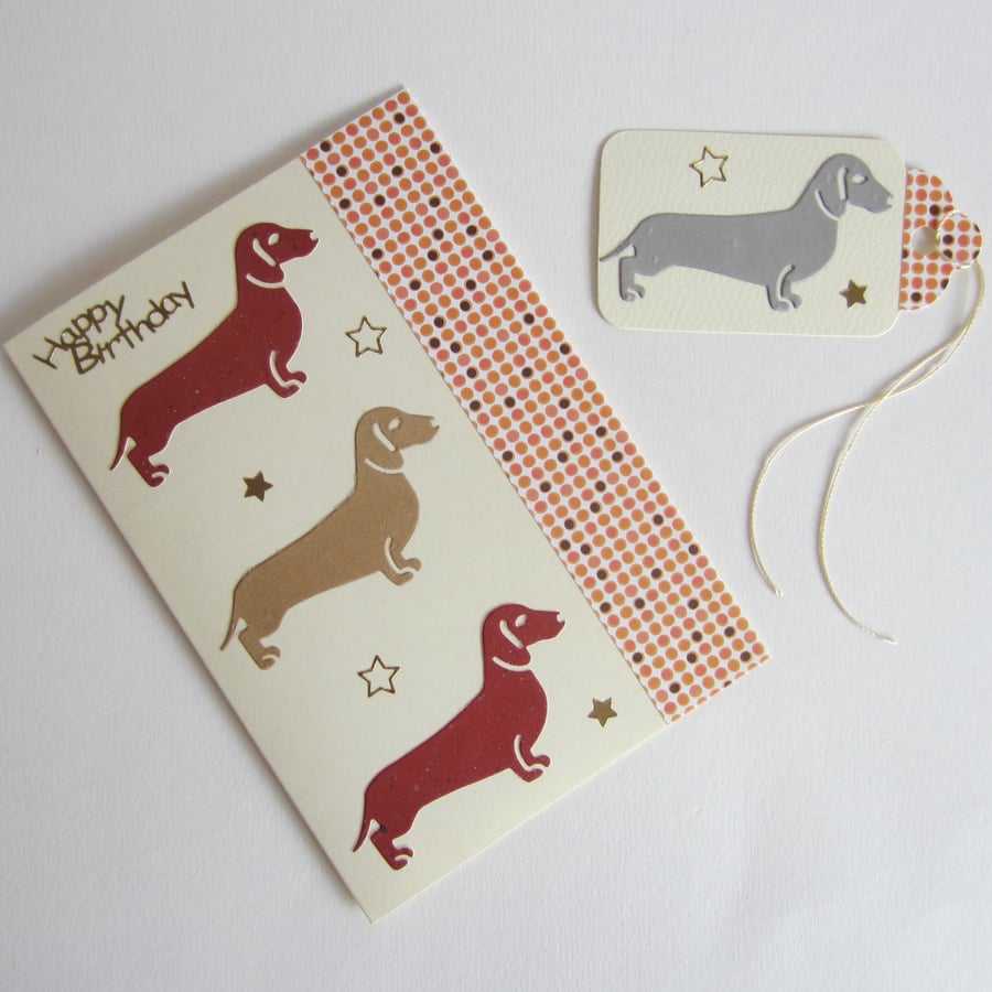 Dachshund Sausage Dog Birthday Card and Gift Label