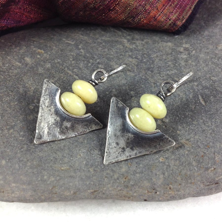 Silver and jade tribal earrings