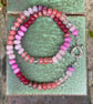 Iced Raspberry Hand Knotted Beaded Gemstone Necklace - Image 2