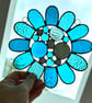 Stained Glass Bead Daisy Suncatcher - Handmade Window Decoration - Turq - Image 7