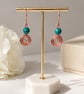  Bare Copper & South African Turquoise Hammered Swirl Earrings 