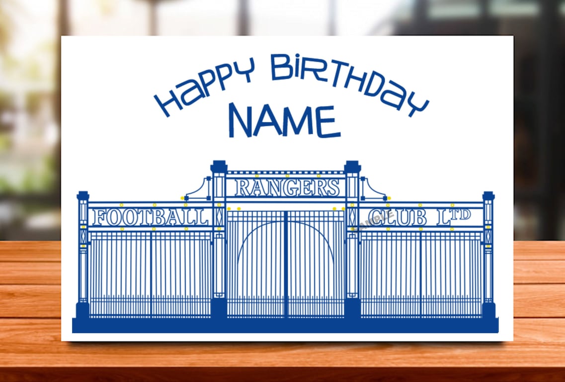 Rangers Football Birthday Card, Personalised ibrox, dad, son, brother, mum,