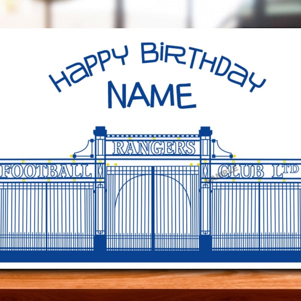 Rangers Football Birthday Card, Personalised ibrox, dad, son, brother, mum,